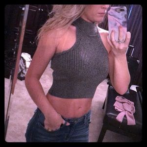 Grey Turtleneck Crop